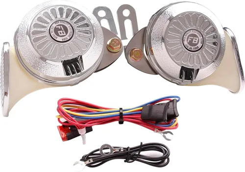FARBIN Bocina de coche ruidosa 3 sonido personalizado Bocinas eléctricas Bocina de motocicleta Cromo Plata 3 Sonido Camión Tren Cuernos 12V (blanco)