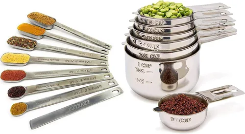 Miniatura 10 de Simply Gourmet Juego de 7 tazas medidoras, apilables, acero inoxidable 304 de alta calidad, accesorios de cocina para medir ingredientes líquidos