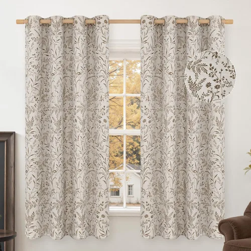 Miniatura 21 de BGment Cortinas de lino beige para dormitorio de 63 pulgadas de largo, cortinas de ventana con ojales y ojales para ventana de sala de estar, 2