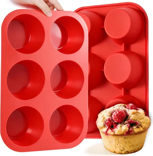 Miniatura 18 de CAKETIME Moldes de silicona para magdalenas para hornear, molde de tamaño regular para magdalenas, molde para hornear moldes de silicona