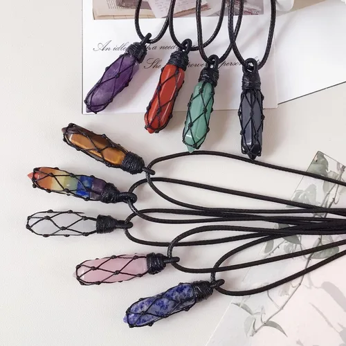 Miniatura 5 de EDEN'S CALL Hexagonal Crystal Point Pendant Necklace for Unisex Adjustable Dainty Natural Stone Pendulum Amulet for Good Luck
