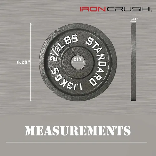 Miniatura 4 de Iron Crush Paquete de 4 discos olímpicos de hierro fundido, pesas libres con agujero de 2 pulgadas, acabado Hammertone, para entrenamiento de fuerza