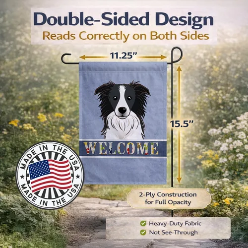 Miniatura 4 de Caroline's Treasures BB1427GF Border Collie - Bandera de bienvenida para jardín, bandera azul para buzón, bandera decorativa para patio exterior
