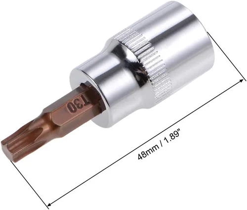 Miniatura 2 de uxcell 3 unidades de 3/8 pulgadas x T30 Torx broca zócalo, brocas de acero S2 CR-V, 1.496 in de longitud, uso con llave de trinquete, barra