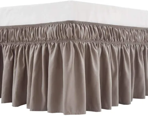 Miniatura 15 de MEILA - Faldón de cama envolvente con tres lados de tela y elástico, con volantes de 14 pulgadas, caída a medida, fácil de instalar, resistente a