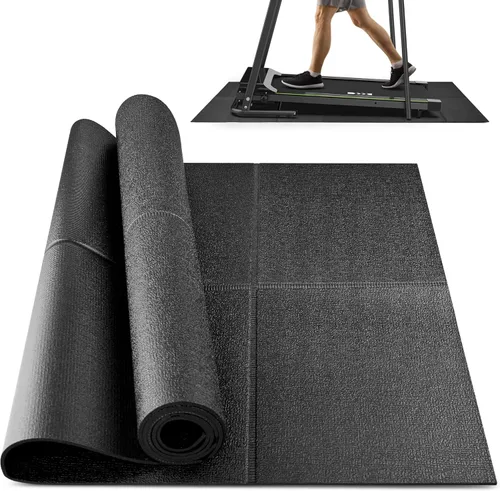 Miniatura 10 de Alfombrilla plegable de goma para caminadora, alfombrilla para bicicleta estática con absorción de impactos impermeable, antideslizante, tapete