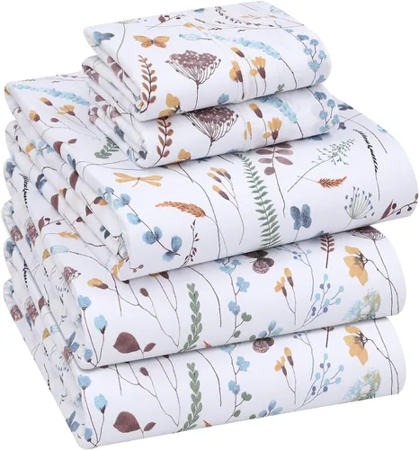 Miniatura 70 de RUVANTI Juego de sábanas divididas tamaño King de 100 % algodón para cama ajustable, 5 piezas, ropa de cama de tejido de percal suave y Guisante