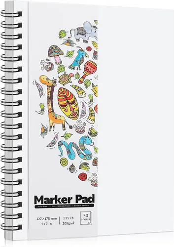 Almohadilla de papel para marcadores de 135lb/200gsm, cuaderno de bocetos con protección contra manchas de doble cara de 5×7 pulgadas, almohadilla