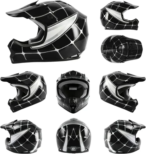 Miniatura 3 de TCMT Casco de motocross para jóvenes, certificado por DOT, casco de motocross ATV de cara completa para niños con gafas, guantes y bolsa para casco