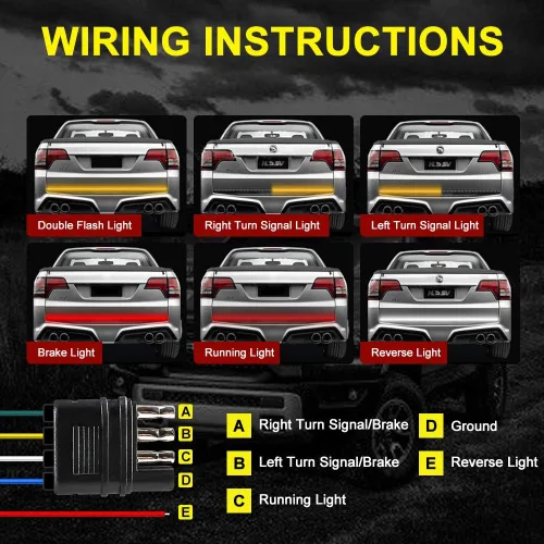 Miniatura 4 de Barra de luz de 48 pulgadas para puerta trasera de camión, tira de luz trasera de camión de triple fila, LED súper brillante, rojo/blanco/ámbar