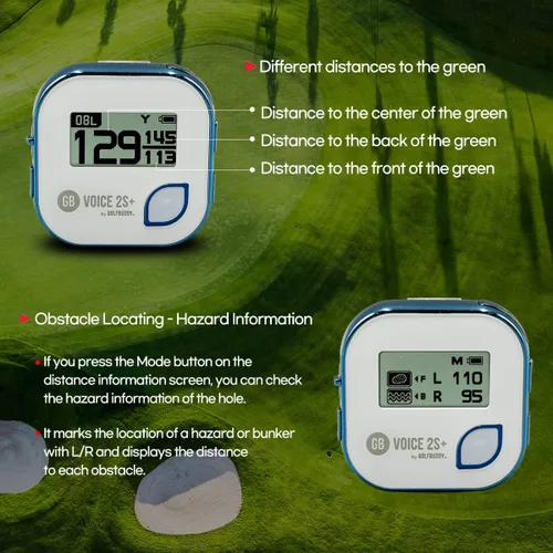 Miniatura 3 de GOLFBUDDY Voice 2S+ Telémetro GPS parlante, navegación con clip en el sombrero de golf, modo pendiente encendido/apagado, 18 horas de duración