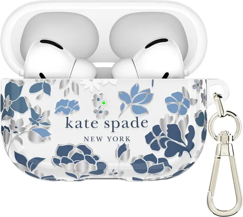Kate Spade New York Estuche Protector para AirPods Pro con Anillo para Llavero - Flowerbed Blue, Compatible con AirPods Pro de 2ª / 1ª Generación