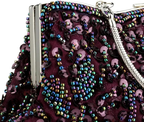 Miniatura 20 de Bolso de noche de diseñador floral con cuentas de lentejuelas diseño vintage besos cerradura satén embrague bolso bolso de mano de boda fiesta