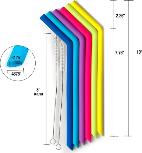 Miniatura 3 de Norpro 407 popotes de silicona reutilizables, juego de 6 con 2 cepillos de limpieza, varios