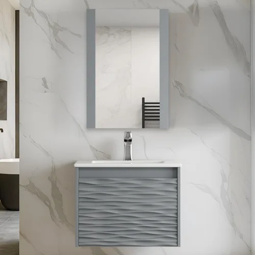 Miniatura 10 de BLOSSOM Tocador de baño blanco de 48 pulgadas con fregadero, tocador de baño flotante de madera con fregadero de 48 pulgadas, espejo, gabinete