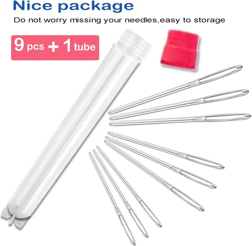 Miniatura 3 de ORRDICE Agujas romas de ojo grande, agujas de tejer de hilo de acero inoxidable, agujas de coser, agujas de tejer para manualidades, agujas de 9