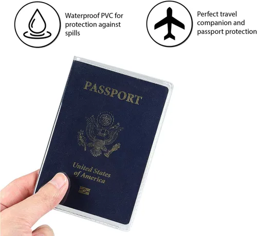 Miniatura 3 de Paquete de 5 fundas transparentes para pasaporte Arsmat, organizador de documentos de viaje, plástico para pasaporte de EE. UU.