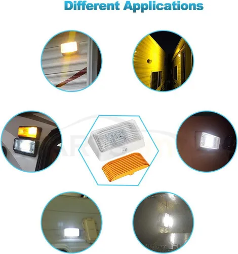 Miniatura 8 de Partsam Luz LED rectangular para porche RV con interruptor de encendido/apagado, lámpara exterior de casa rodante, repuesto para casas rodantes
