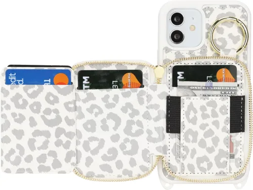 Miniatura 5 de Funda tipo cartera con bandolera para iPhone 12, bolso de mano de piel sintética con cremallera, funda tipo cartera con cierre de solapa con función