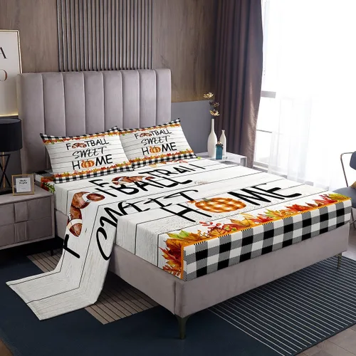 Miniatura 9 de Manfei Juego de sábanas de calabaza de otoño, tamaño individual, juego de ropa de cama floral de hojas verdes para niños y niñas, decoración