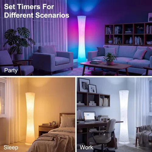 Miniatura 7 de Lámpara de pie RGB, lámpara LED inteligente que cambia de color, sincronización de música, control remoto por aplicación, lámpara de pie de 157 cm