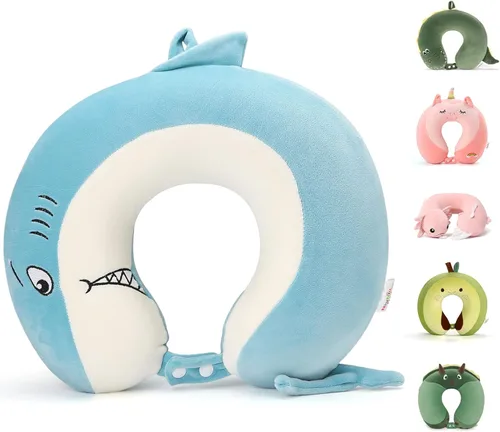 Niuniu Daddy Almohada de viaje para niños para asiento de automóvil de viaje en avión, soporte para el cuello de la barbilla, evita que la cabeza se