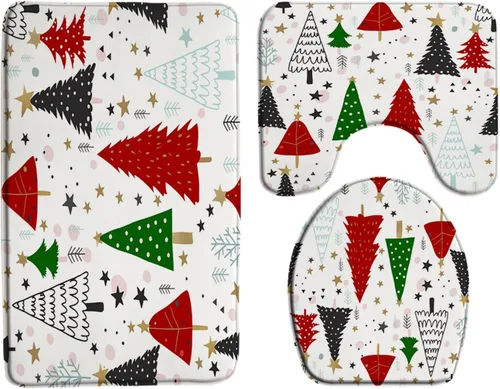 Miniatura 20 de GCTNBJL Juego de 3 alfombrillas de baño de Feliz Navidad, muñeco de nieve, copo de nieve, ramas, árbol, corazón, invierno, vacaciones, rústico