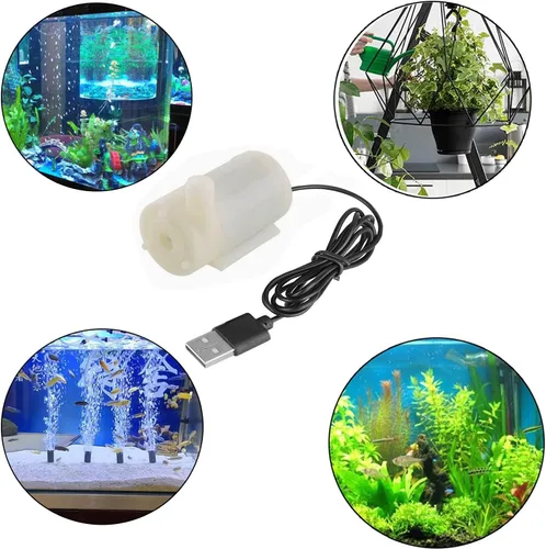 Miniatura 7 de 3 piezas DC 3-5V USB Micro sumergible Mini bomba de agua para acuarios, tanque de peces, estanque, fuente, hidropónica, jardín (blanco)