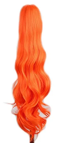 Miniatura 2 de yuehong Extensiones de cabello largo ondulado para adultos de 21 pulgadas con clip coloridas, peluca rizada de cola de caballo (azul)