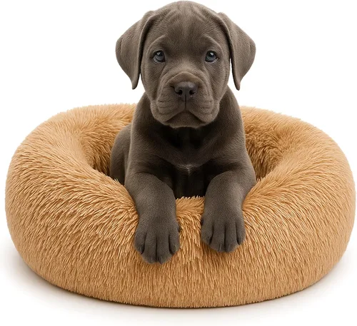 Miniatura 13 de Cama Relajante para Perros - Cama Dona Esponjosa para Alivio de la Ansiedad, Cama Ortopédica para Mascotas con Fondo Antideslizante, Nido Redondo