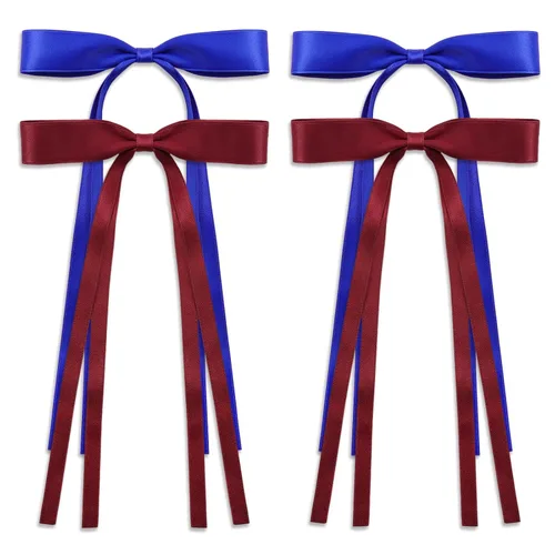 Miniatura 10 de Accesorios para el cabello, pinzas de pasador de borla de color negro, rojo, blanco, azul marino, lazos franceses de cola larga para mujeres