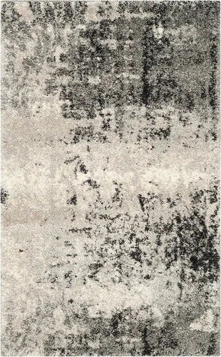 Miniatura 8 de SAFAVIEH Retro Collection - Alfombra de pasillo de 2 pies 3 pulgadas x 7 pies, gris claro y gris, diseño abstracto moderno, no desprende pelusa