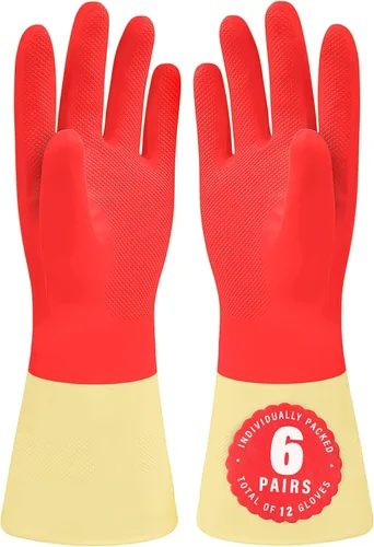 Miniatura 5 de SteadMax Guantes rojos de la limpieza, durabilidad suprema, guantes de látex de goma natural