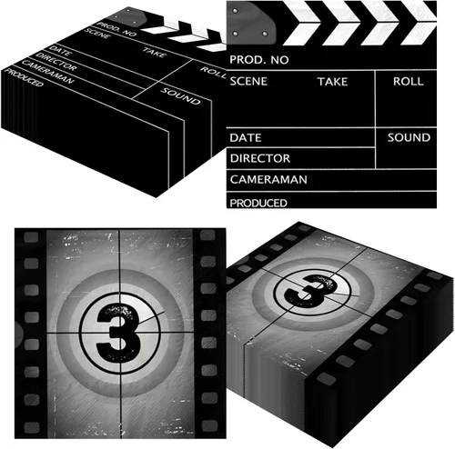 Suministros para fiestas nocturnas de cine, 40 servilletas de fiesta de película que ahora muestran servilletas de papel, decoraciones de mesa de