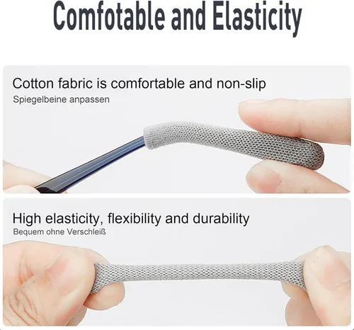 Miniatura 3 de Cojines para las orejas para lentes con tela de algodón, puntas de retenedor de gafas de punto suave, almohadillas elásticas antideslizantes