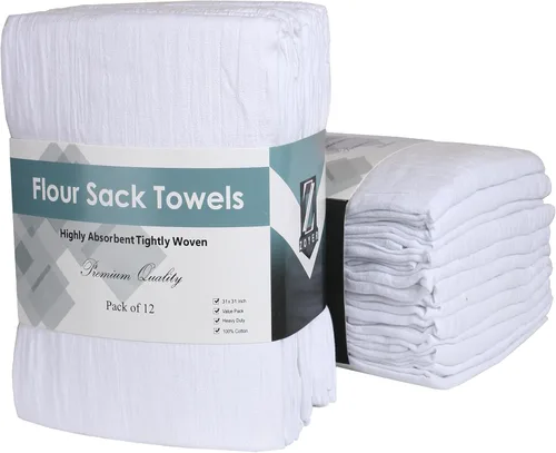 Miniatura 9 de ZOYER Harina Sack Toallas de 28 x 28 pulgadas, paquete de 12 toallas de cocina 100% algodón, lavables a máquina, toallas de barra ultra absorbentes