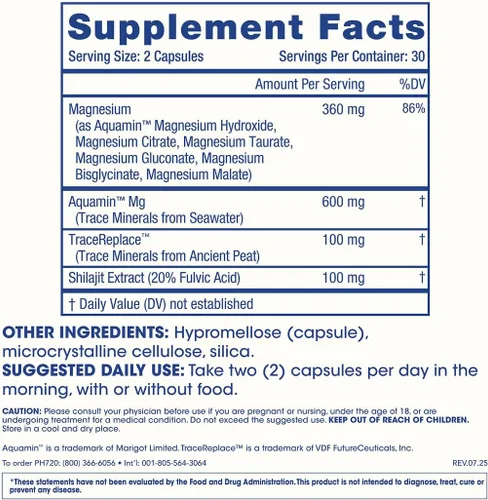 Miniatura 7 de ProHealth Morning Mag Multi-Mineral con Extracto de Shilajit, triple probado en laboratorio de terceros, 60 cápsulas