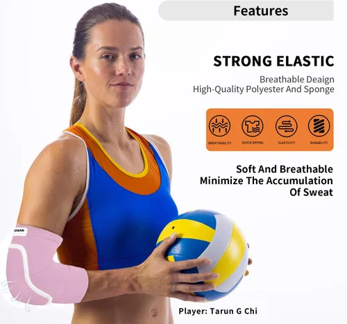 Miniatura 2 de Coderas de voleibol para jóvenes 2XS-XL - Protector de codo para niños y adolescentes con acolchado transpirable de esponja gruesa