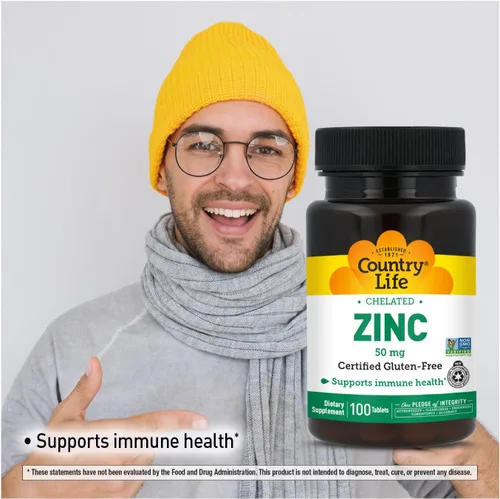Miniatura 8 de Country Life Zinc 50 mg, quelato de aminoácidos, 100 tabletas, certificado sin gluten, certificado vegano, verificado sin OMG