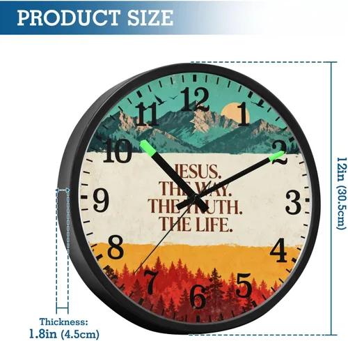 Miniatura 3 de Reloj moderno luminoso activado por voz silencioso sin tictac, funciona con pilas, reloj retro cristiano Jesús Faith de 12 pulgadas para oficina