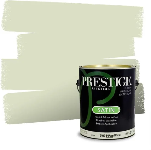 Miniatura 82 de Prestige Paints - Pintura exterior e imprimación en uno, 1 galón, plano, compatibilidad comparable con el color menta «Whipped Mint» de Behr