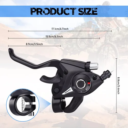 Miniatura 2 de TOBWOLF Palancas de freno de bicicleta, juego de palanca de cambios de bicicleta de montaña de 3 x 7 de 21 velocidades, kit de palanca de freno