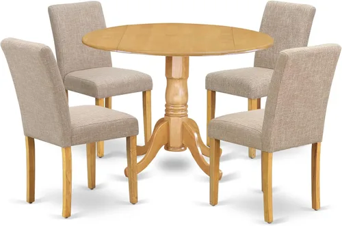 Miniatura 18 de East West Furniture DLAB3-BLK-06 - Juego de comedor de 3 piezas para espacios pequeños, contiene una mesa de comedor redonda con Dropleaf y 2 sillas