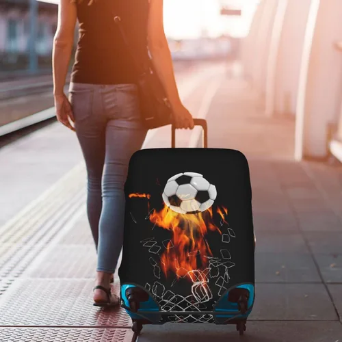 Miniatura 8 de Funda para equipaje de viaje, protector de maleta, colorido arco iris, lavable, funda elástica para maleta con ruedas, Redes de ruptura de fútbol