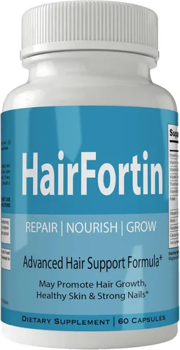 Hairfortin Advanced Vitaminas y minerales para el crecimiento del cabello, fórmula extra fuerte para cabello, piel y uñas con biotina, sin gluten,