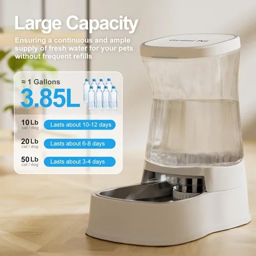 Miniatura 3 de Dispensador automático de agua por gravedad para perros, dispensador de tazón de agua de acero inoxidable de 1 galón, dispensador de fuente de agua