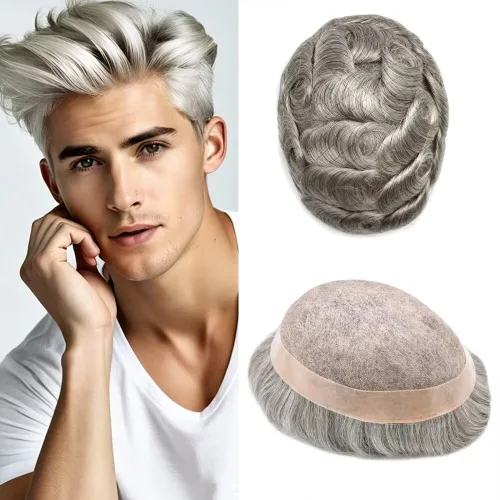 Miniatura 60 de FACE MIRACLE - Pelucas de cabello humano real para hombre, con revestimiento de poliéster, prótesis de cabello masculino, 8 x 11, 1#, negro
