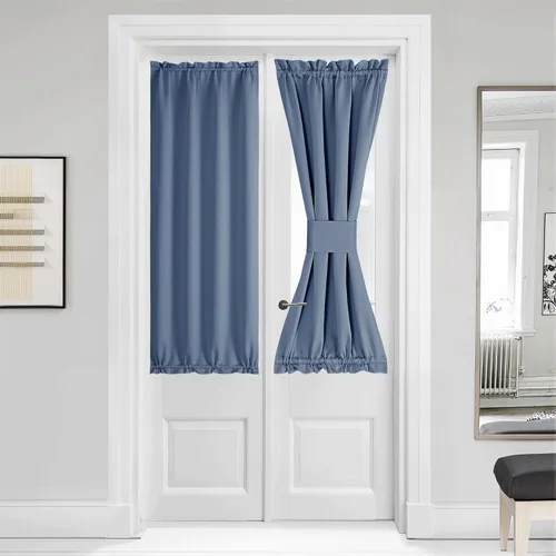 Miniatura 180 de NICETOWN Cortinas opacas unicolor con aislamiento térmico para puerta francesa, granja, oscurecimiento de habitación, puertas y ventanas de Marrón