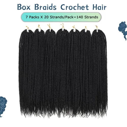Miniatura 3 de Trenzas de caja de crochet pre-anilladas Goddess, trenzas de crochet, trenzado de cabello 7 paquetes 3x cabello de crochet (35,6 cm, 1B)