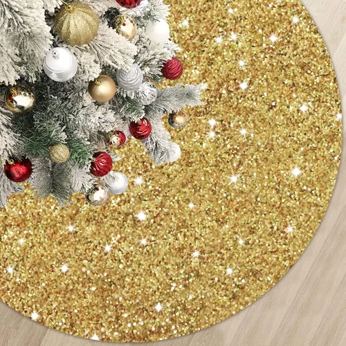 Miniatura 10 de MODFUNS Falda Roja para Árbol de Navidad Mini Faldas con Purpurina para Árbol de 21 Pulgadas Falda para Árbol de Navidad con Lentejuelas Tapete
